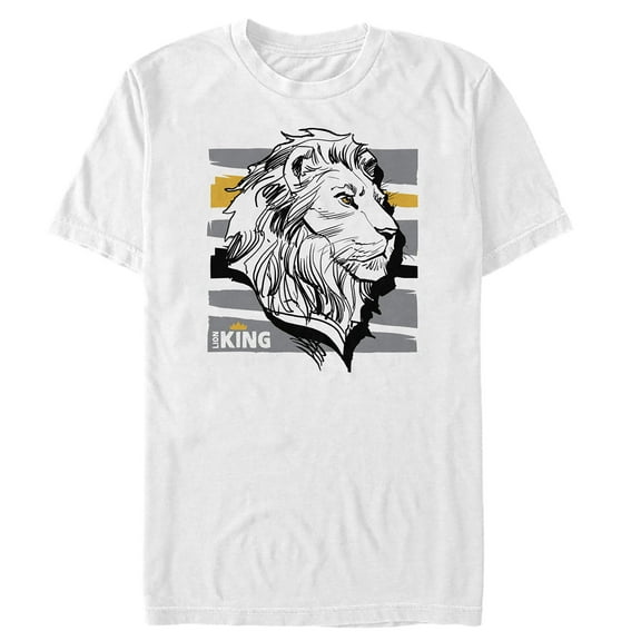 Men's Lion King Mufasa Stripe Profile Graphic Tee White Small