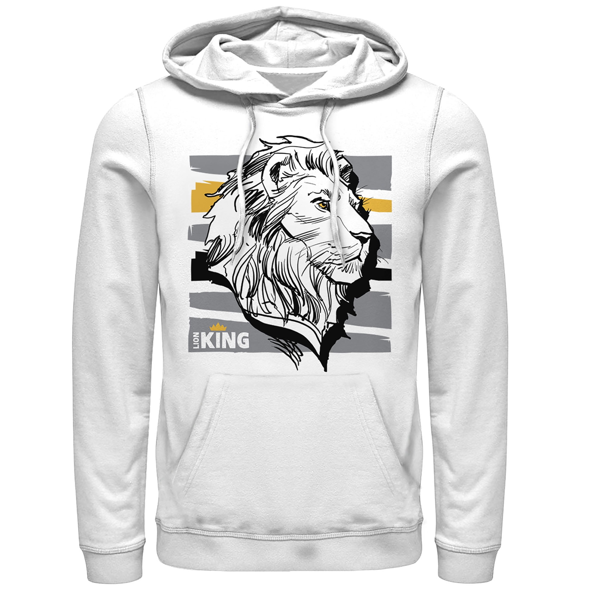 Men s Lion King Mufasa Stripe Profile Pull Over Hoodie White Small