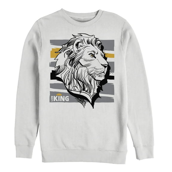 Men's Lion King Mufasa Stripe Profile  Sweatshirt White Large