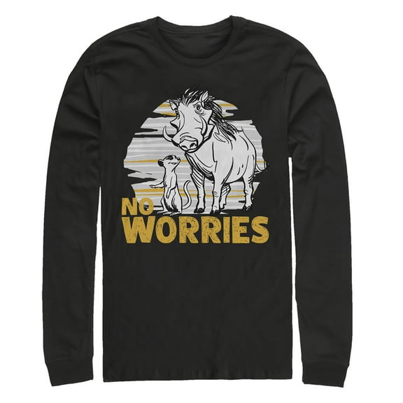 Men's Lion King No Worries Besties  Long Sleeve Shirt Black Medium