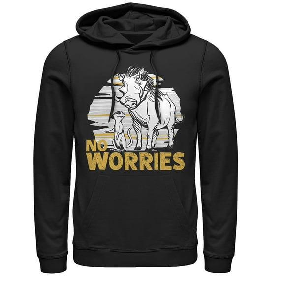 Men's Lion King No Worries Besties Pull Over Hoodie Black 3X Large