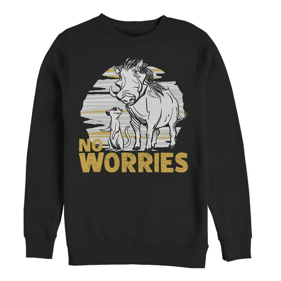 Men's Lion King No Worries Besties  Sweatshirt Black 3X Large