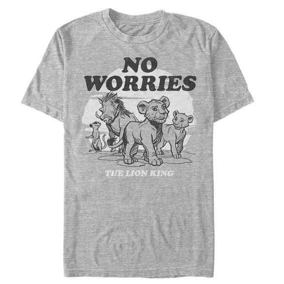 Men's Lion King No Worries Cartoon  Graphic Tee Athletic Heather 3X Large