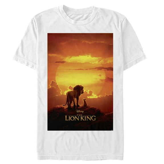 Men's Lion King Pride Rock Movie Poster  Graphic Tee White 2X Large