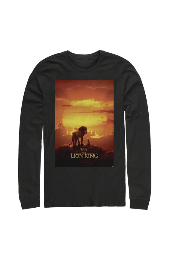 Men's Lion King Pride Rock Movie Poster Long Sleeve Shirt Black X Large