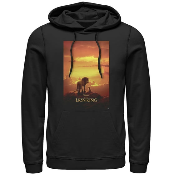 Men's Lion King Pride Rock Movie Poster Pull Over Hoodie Black Large