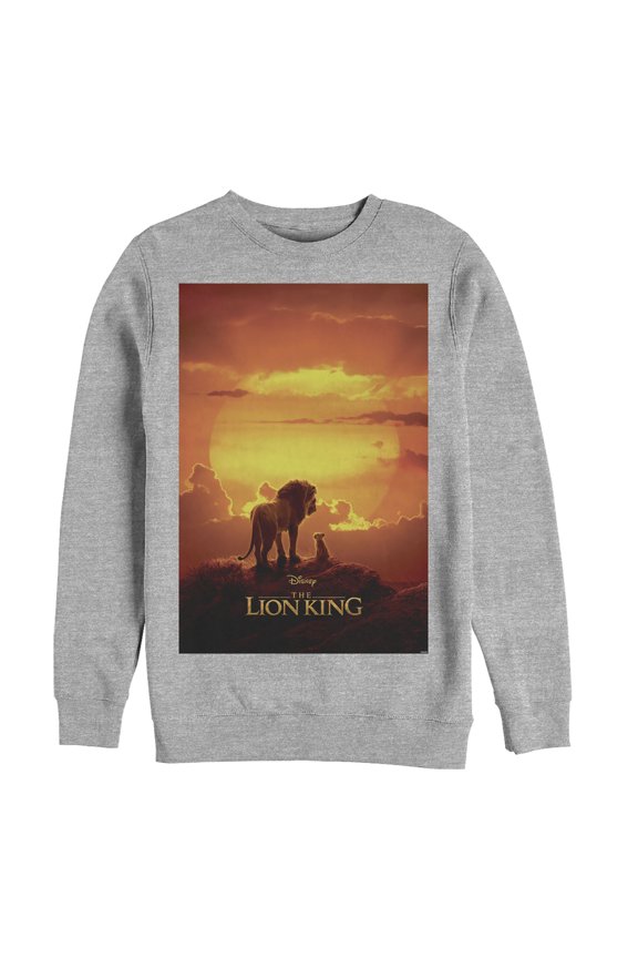 Men's Lion King Pride Rock Movie Poster Sweatshirt Athletic Heather Medium