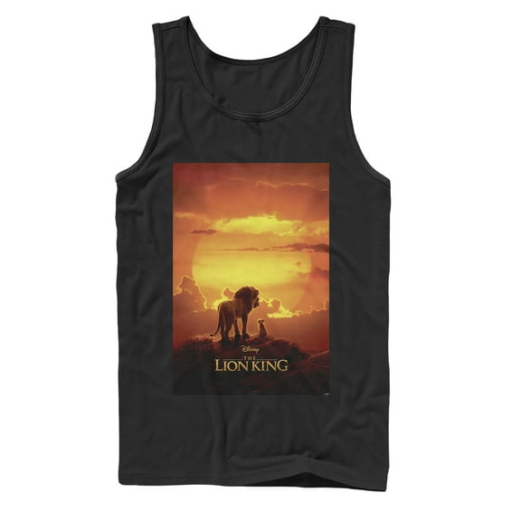 Men's Lion King Pride Rock Movie Poster  Tank Top Black 2X Large