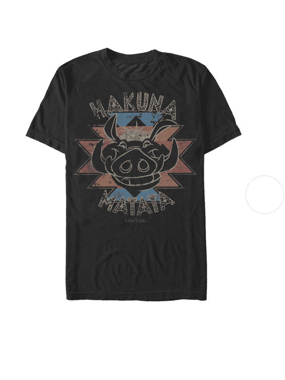 Men's Lion King Pumbaa Hakuna Matata Graphic Tee Black Large
