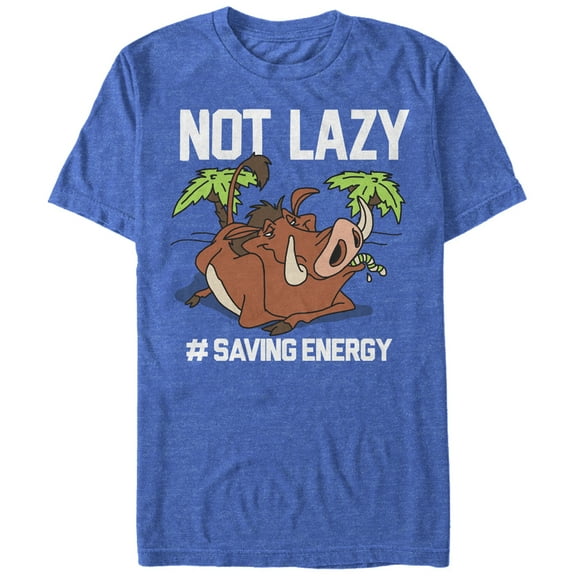 Men's Lion King Pumbaa Not Lazy  Graphic Tee Royal Blue Heather Large