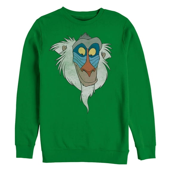 Men's Lion King Rafiki Face Sweatshirt Kelly Green Medium