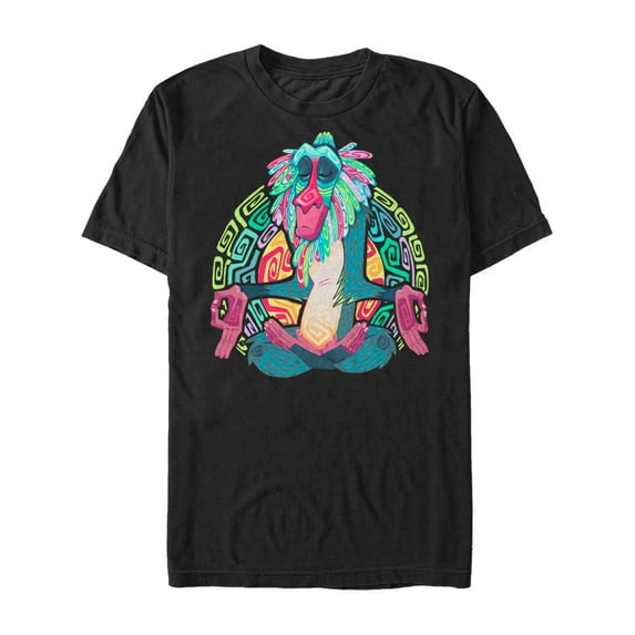 Men's Lion King Rafiki Geometric Rainbow Graphic Tee Black 5X Large