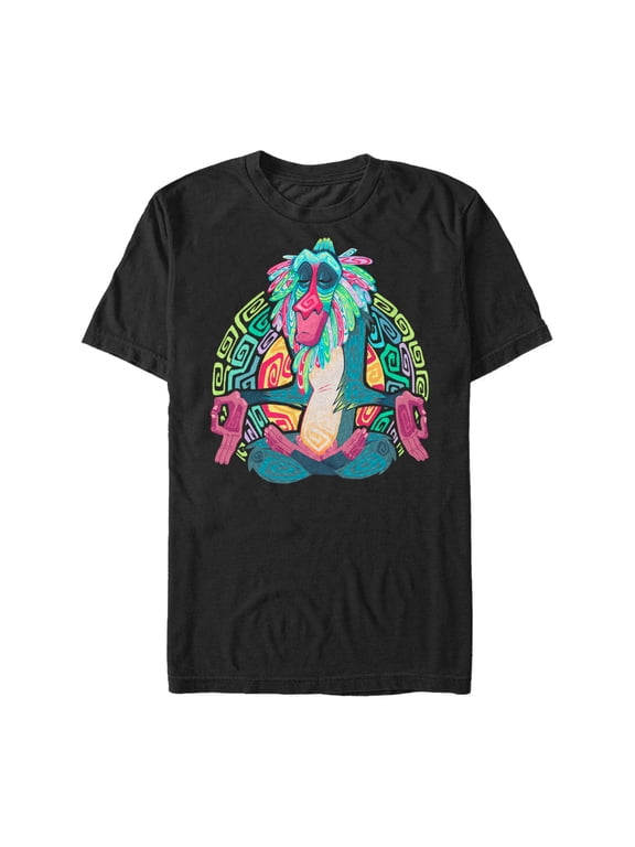 Men's Lion King Rafiki Geometric Rainbow Graphic Tee Black X Large