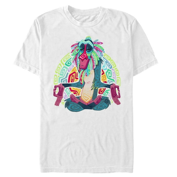 Men's Lion King Rafiki Geometric Rainbow  Graphic Tee White Medium