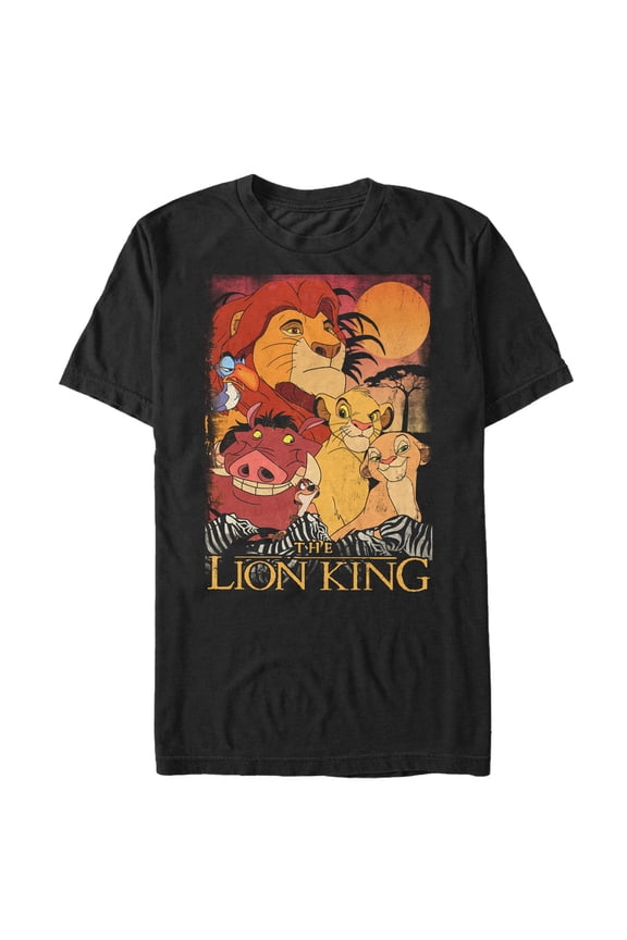 Men's Lion King Retro Distressed Friends Graphic Tee Black 2X Large