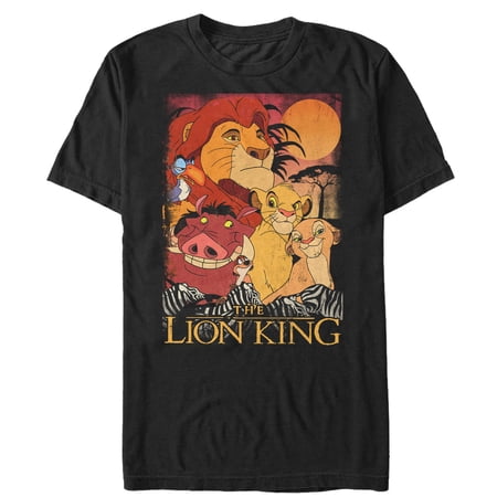 Men's Lion King Retro Distressed Friends Graphic Tee Black Medium