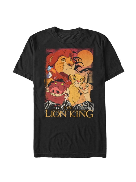Men's Lion King Retro Distressed Friends Graphic Tee Black X Large