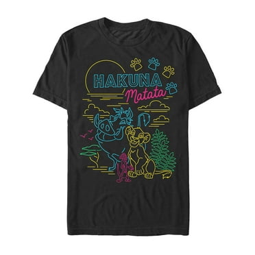 Men's Lion King Retro Neon Trio  Graphic Tee Black Large