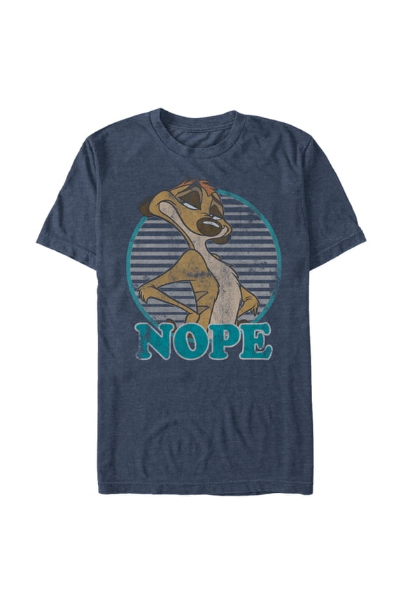 Men's Lion King Retro Nope Timon  Graphic Tee Navy Blue Heather 5X Large