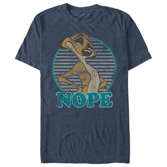 Men's Lion King Retro Nope Timon Graphic Tee Navy Blue Heather Large