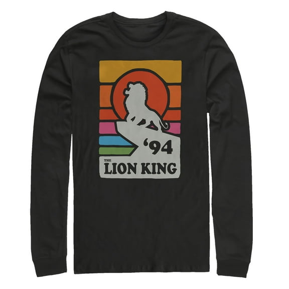 Men's Lion King Retro Rainbow '94 Silhouette  Long Sleeve Shirt Black Small