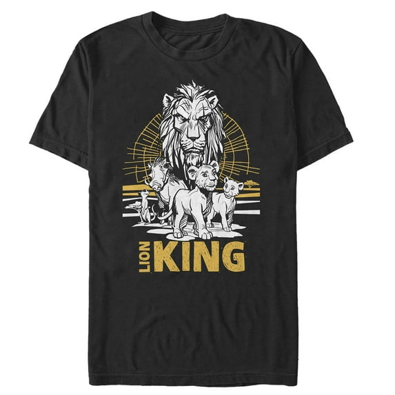 Men's Lion King Savannah Sunset Crew Graphic Tee Black 4X Large