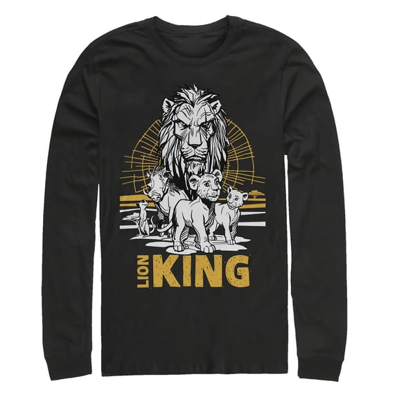 Men's Lion King Savannah Sunset Crew Long Sleeve Shirt Black X Large