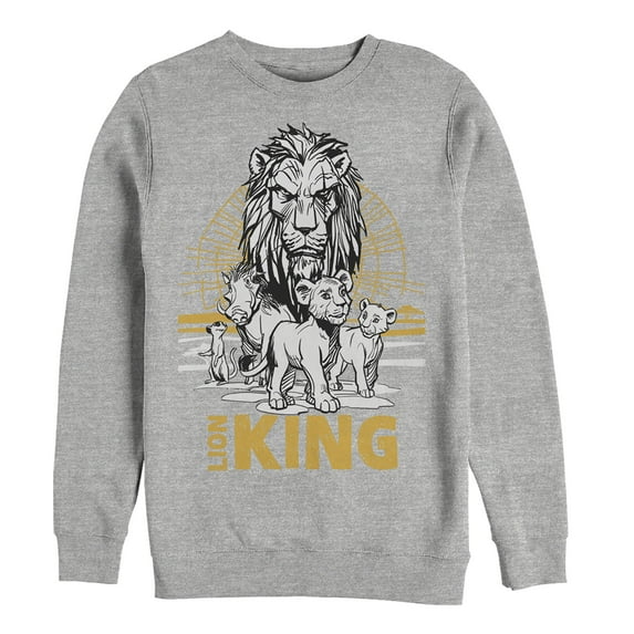Men's Lion King Savannah Sunset Crew Sweatshirt Athletic Heather 2X Large
