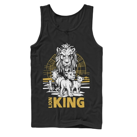 Men's Lion King Savannah Sunset Crew Tank Top Black Large