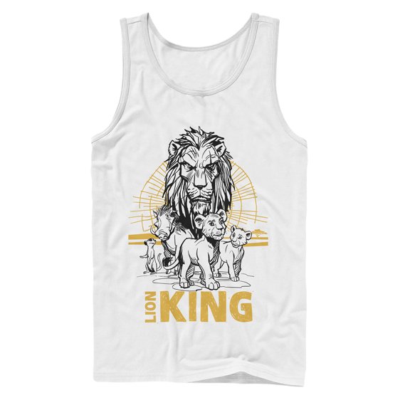 Men's Lion King Savannah Sunset Crew Tank Top White Large