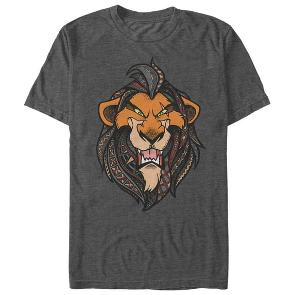 Men's Lion King Scar Decorative Mane Graphic Tee Charcoal Heather 2X Large