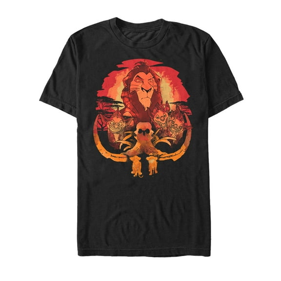Men's Lion King Scar Elephant Graveyard Graphic Tee Black X Large