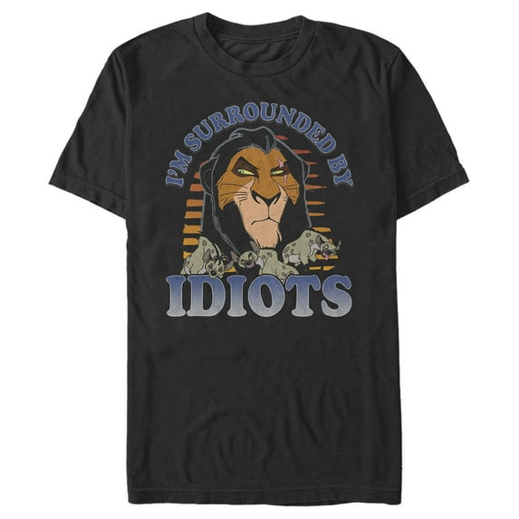 Men's Lion King Scar Surrounded By Idiots Sunset Graphic Tee Black 3X Big Tall