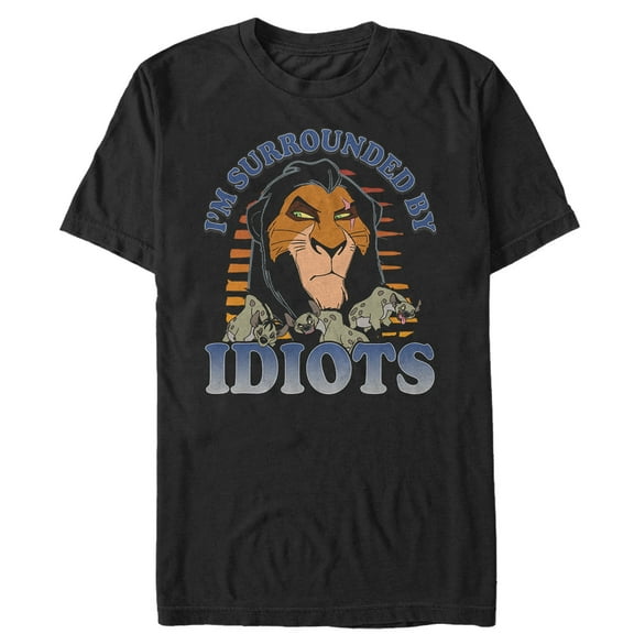 Men's Lion King Scar Surrounded By Idiots Sunset Graphic Tee Black X Large