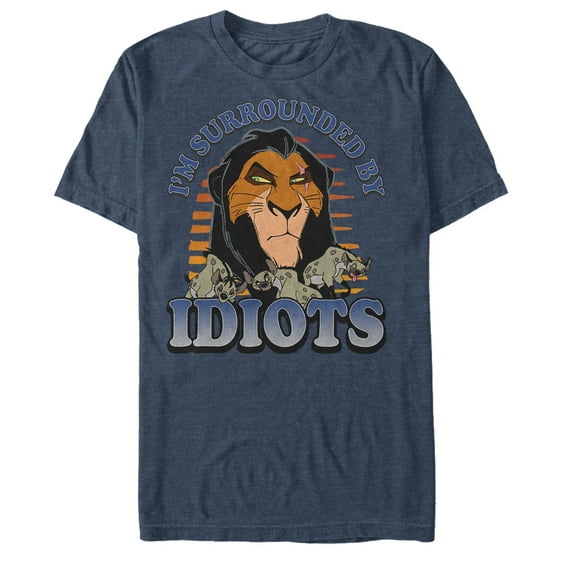 Men's Lion King Scar Surrounded By Idiots Sunset  Graphic Tee Navy Blue Heather 2X Large