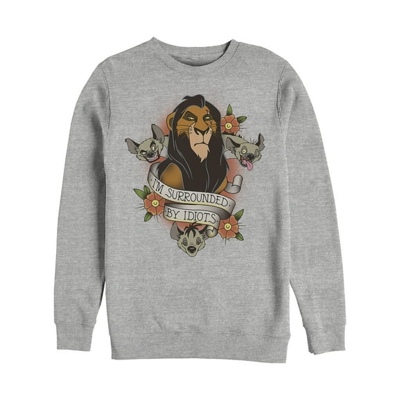 Men's Lion King Scar Surrounded By Idiots Tattoo Sweatshirt Athletic Heather X Large