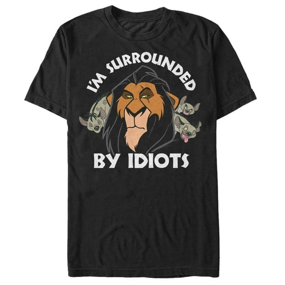 Men's Lion King Scar Surrounded by Idiots  Graphic Tee Black 5X Large