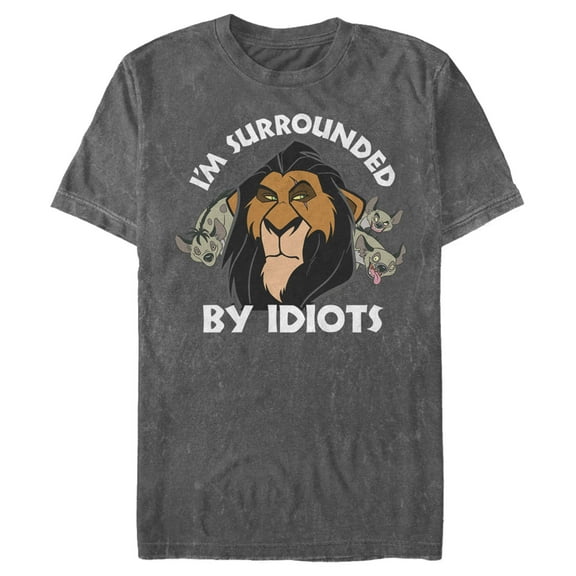 Men's Lion King Scar Surrounded by Idiots Graphic Tee Charcoal 2X Large
