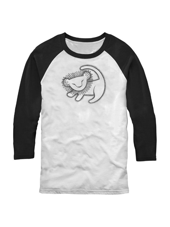 Men's Lion King Simba Cave Painting Baseball Graphic Tee White/Black Medium