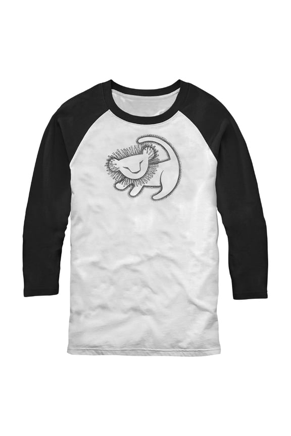 Men's Lion King Simba Cave Painting Baseball Graphic Tee White/Black Medium
