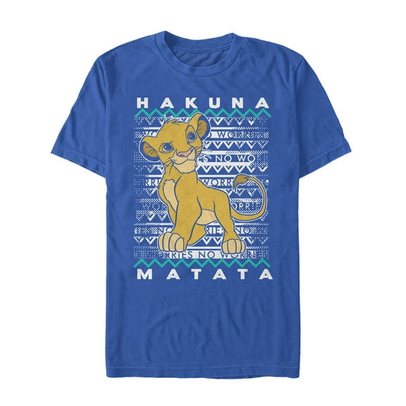 Men's Lion King Simba Diagonal Stripe  Graphic Tee Royal Blue X Large