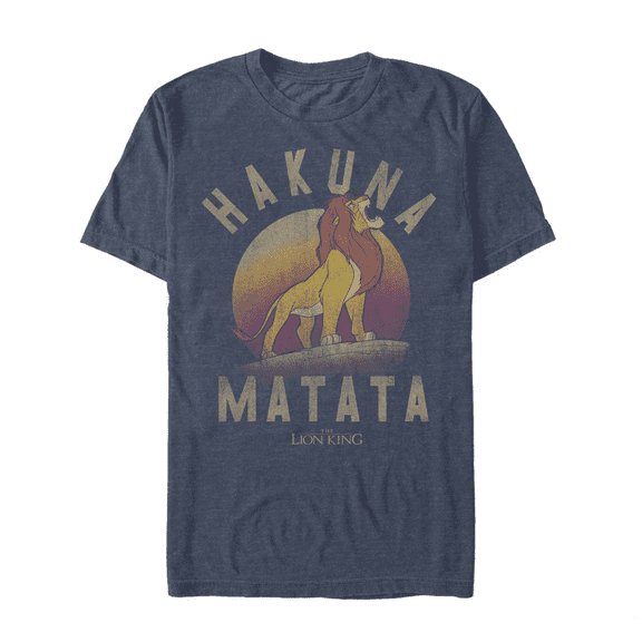 Men's Lion King Simba Hakuna Matata  Graphic Tee Navy Blue Heather 4X Large