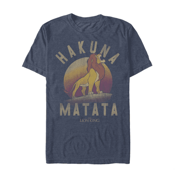 Men's Lion King Simba Hakuna Matata Graphic Tee Navy Blue Heather 5X Large