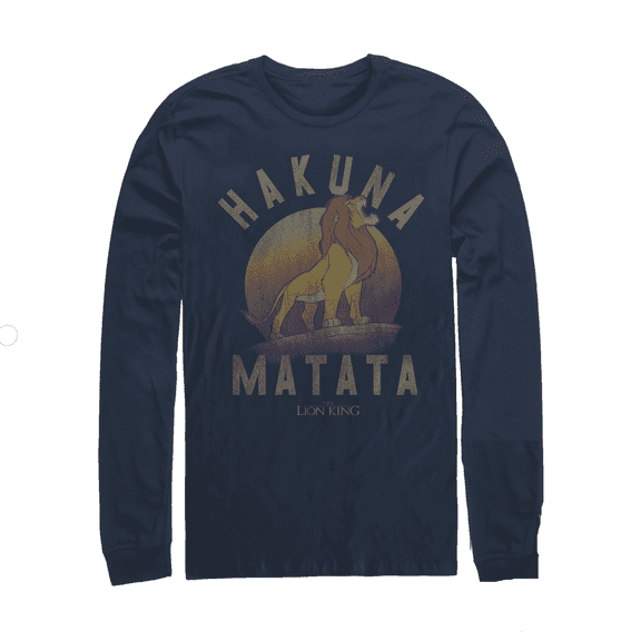 Men's Lion King Simba Hakuna Matata  Long Sleeve Shirt Navy Blue 2X Large
