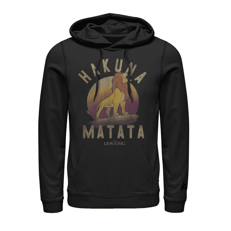 Men s Lion King Simba Hakuna Matata Pull Over Hoodie Black Large