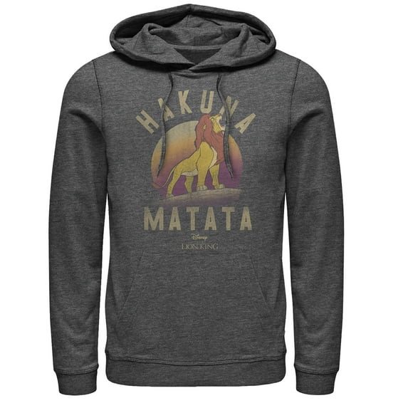 Men's Lion King Simba Hakuna Matata Pull Over Hoodie Charcoal Heather Large