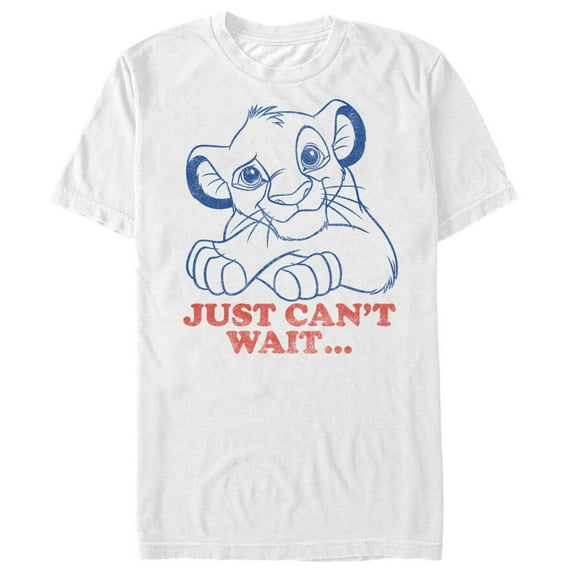 Men's Lion King Simba Just Can't Wait  Graphic Tee White 2X Large