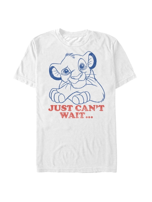Men's Lion King Simba Just Can't Wait Graphic Tee White X Large