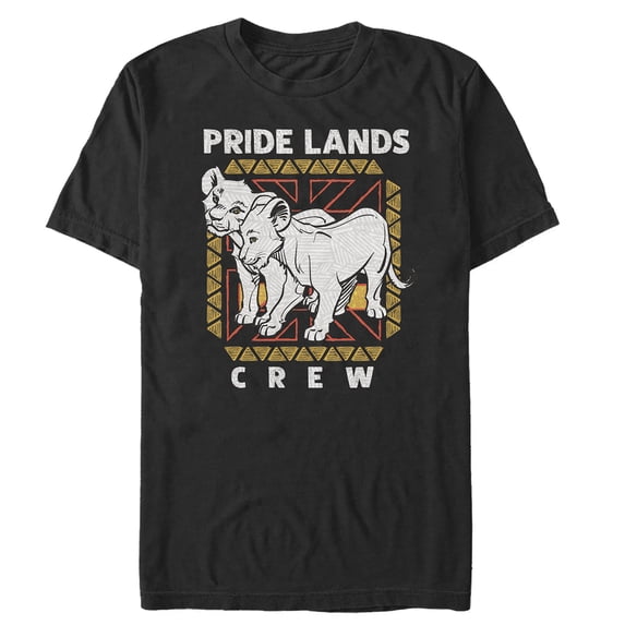 Men's Lion King Simba & Nala Pride Lands Crew Graphic Tee Black Large