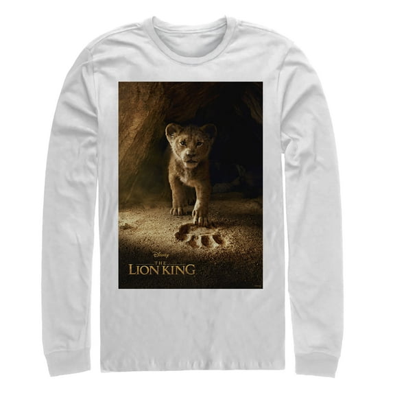Men's Lion King Simba Paw Movie Poster Long Sleeve Shirt White Medium